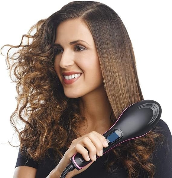 2 - in - 1 Hair Straightening Brush – Instant Heat Styling Tool for Smooth & Frizz - Free Hair - Emirati Elegance