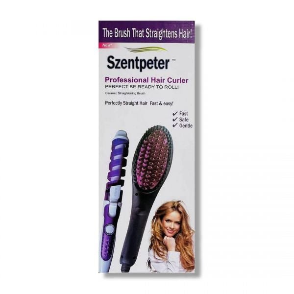 2 - in - 1 Hair Straightening Brush – Instant Heat Styling Tool for Smooth & Frizz - Free Hair - Emirati Elegance