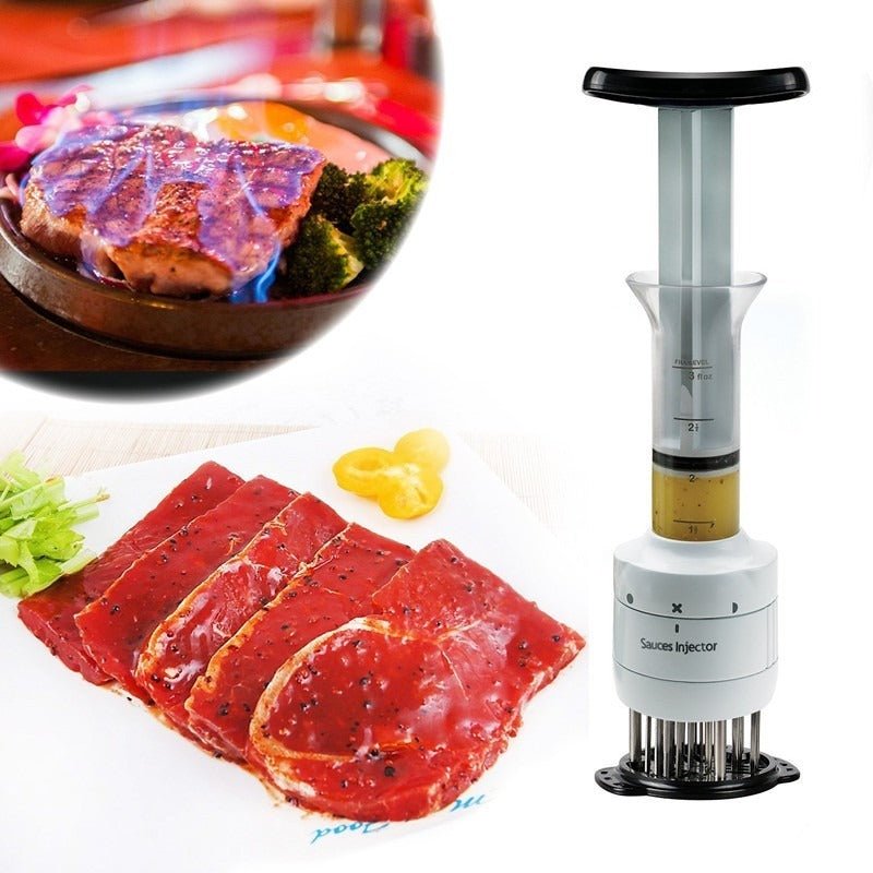 2 - in - 1 Meat Tenderizer and Marinade Injector – Stainless Steel Blades for Juicy, Flavorful Cooking - Emirati Elegance