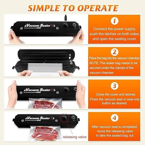 Automatic Vacuum Sealer Machine for Food Storage – Keep Meat, Veggies & More Fresh Longer - Emirati Elegance