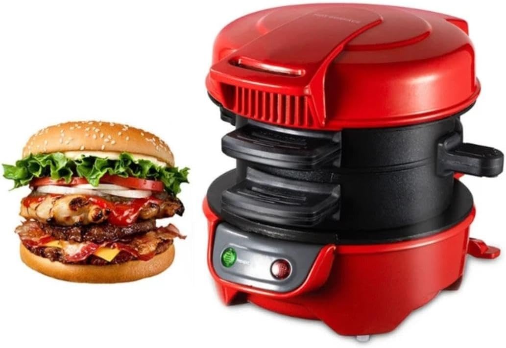 Double Layer Electric Burger Maker – Fast Breakfast Sandwich & Hamburger Grill Machine for Home - Emirati Elegance