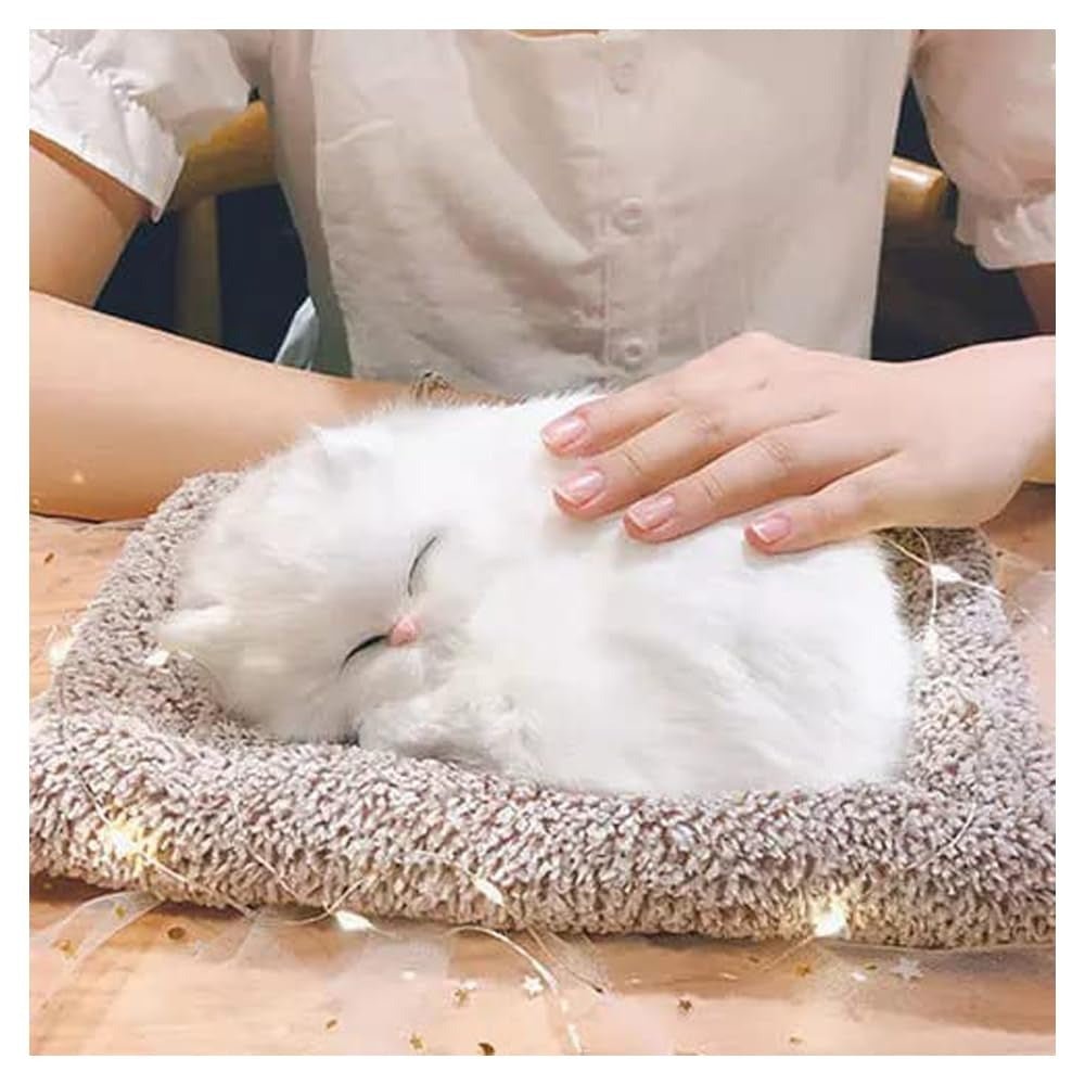 Lifelike Sleeping Cat Plush Toy – Realistic Breathing Pet for Stress Relief & Decor - Emirati Elegance