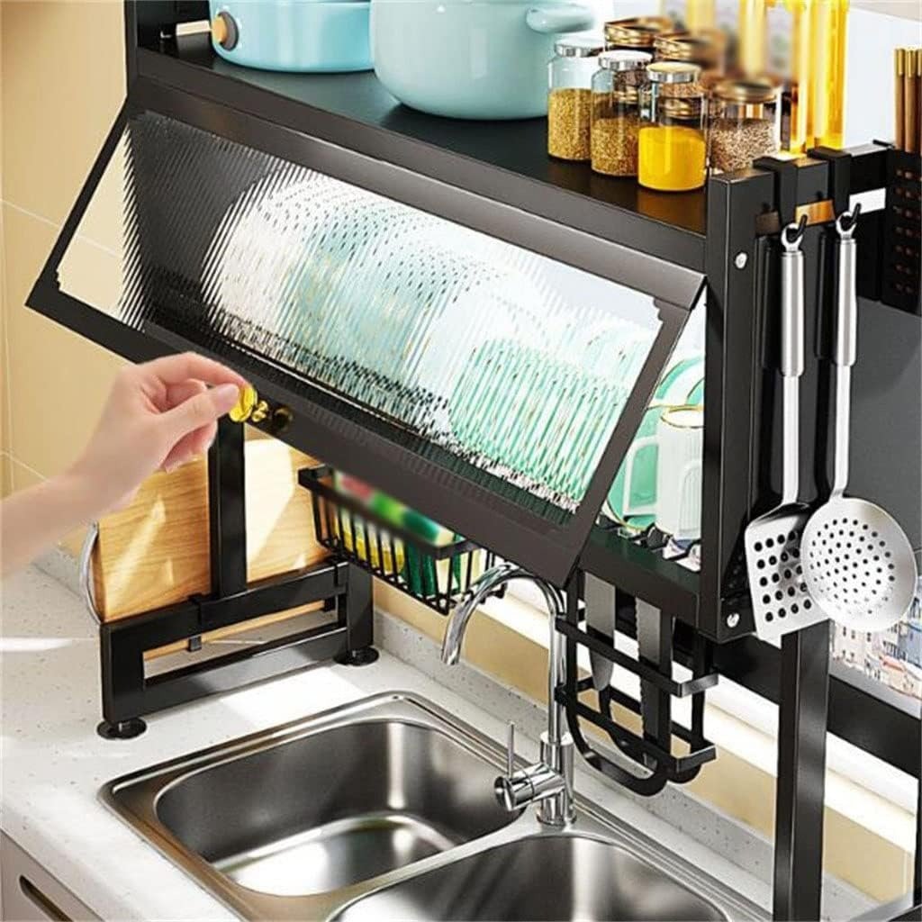 Multi - Layer Kitchen Dish Rack Organizer – Over Sink Storage Shelf with Utensil Holders - Emirati Elegance