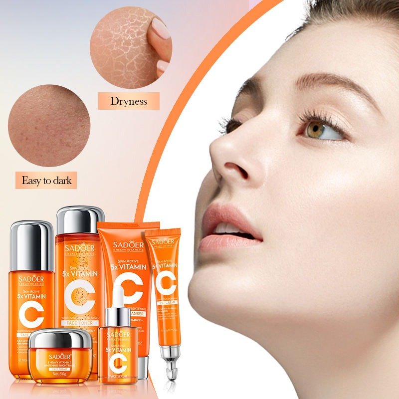 Sadoer Vitamin C Skincare Set – 5X Brightening Power for Radiant, Even - Toned & Hydrated Skin - Emirati Elegance