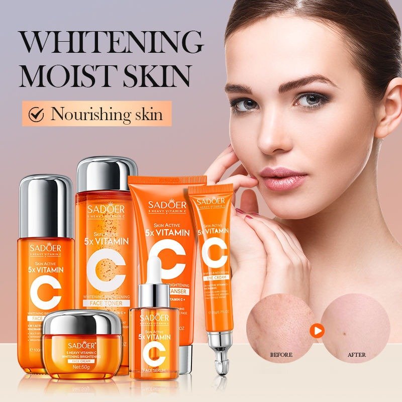 Sadoer Vitamin C Skincare Set – 5X Brightening Power for Radiant, Even - Toned & Hydrated Skin - Emirati Elegance