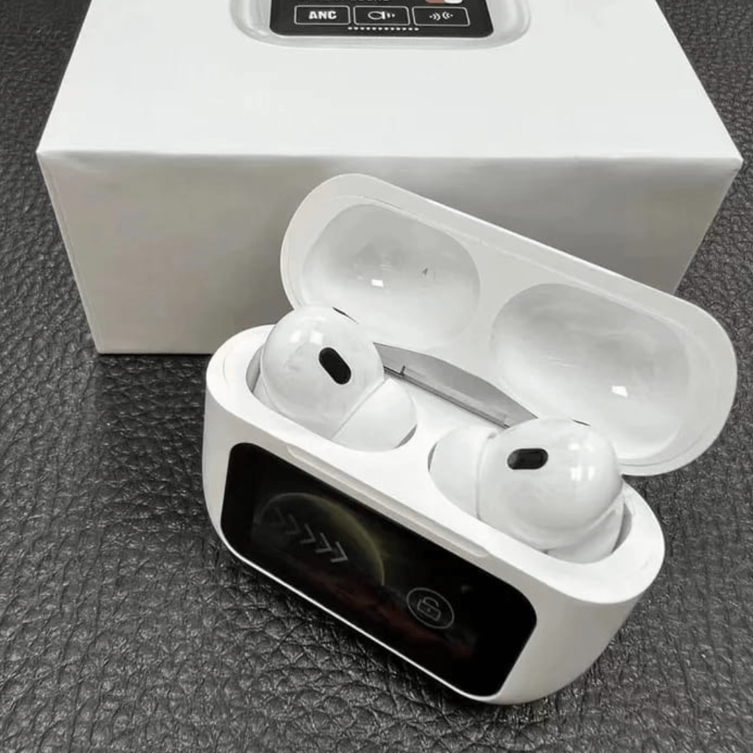 Smart Touchscreen Bluetooth Earbuds with LED Display & Video Player Case - Emirati Elegance
