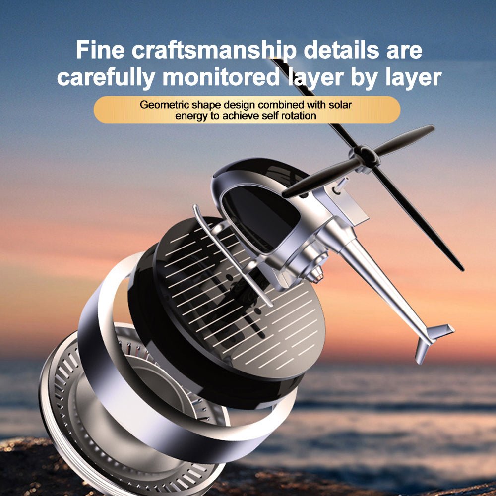 Solar - Powered Rotating Helicopter Car Air Freshener – Stylish Dashboard Fragrance Diffuser - Emirati Elegance