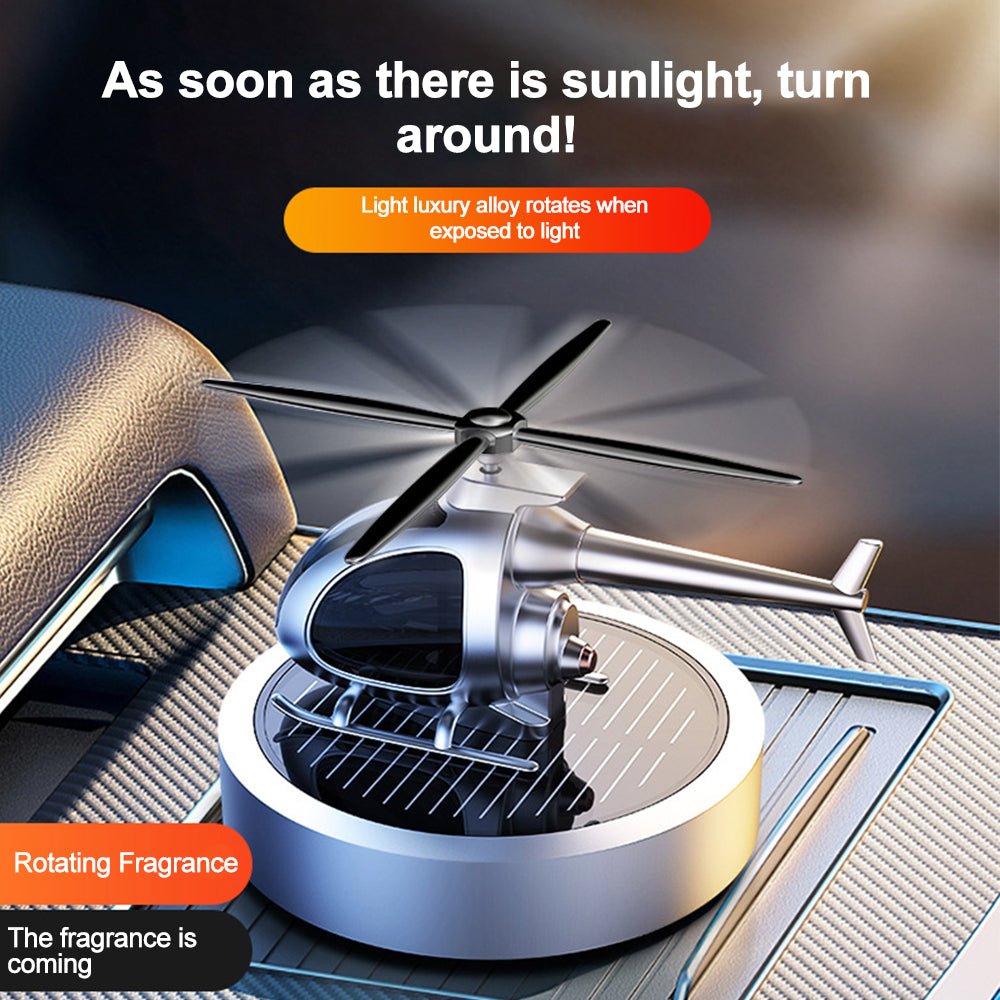 Solar - Powered Rotating Helicopter Car Air Freshener – Stylish Dashboard Fragrance Diffuser - Emirati Elegance
